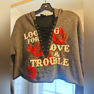 RUE 21 Shrug Hoodie with lace up front size M
